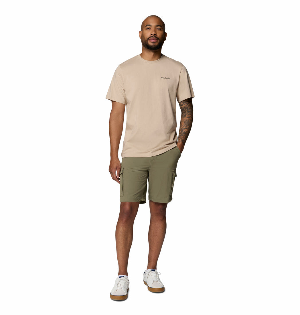 Columbia Mens Csc™ Outdoor Back Graphic Tee-Ancient Fossil, front view on model