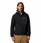 Columbia Mens Tall Heights III Hooded Softshell in black, front model view