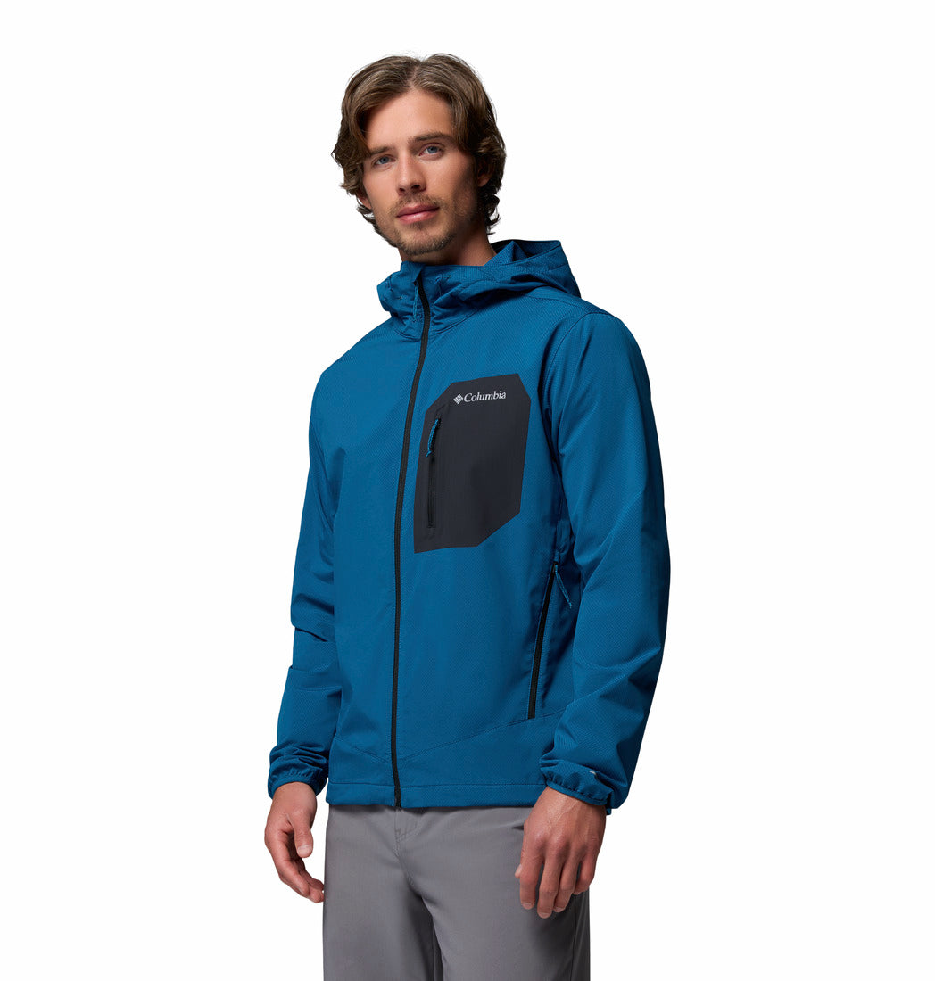 Columbia Mens Tall Heights III Hooded Softshell jacket in Everblue Shark, front model view