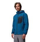 Columbia Mens Tall Heights III Hooded Softshell jacket in Everblue Shark, front model view