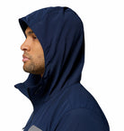 Columbia Mens Tall Heights III Hooded Softshell in Collegiate Navy, hood side detail