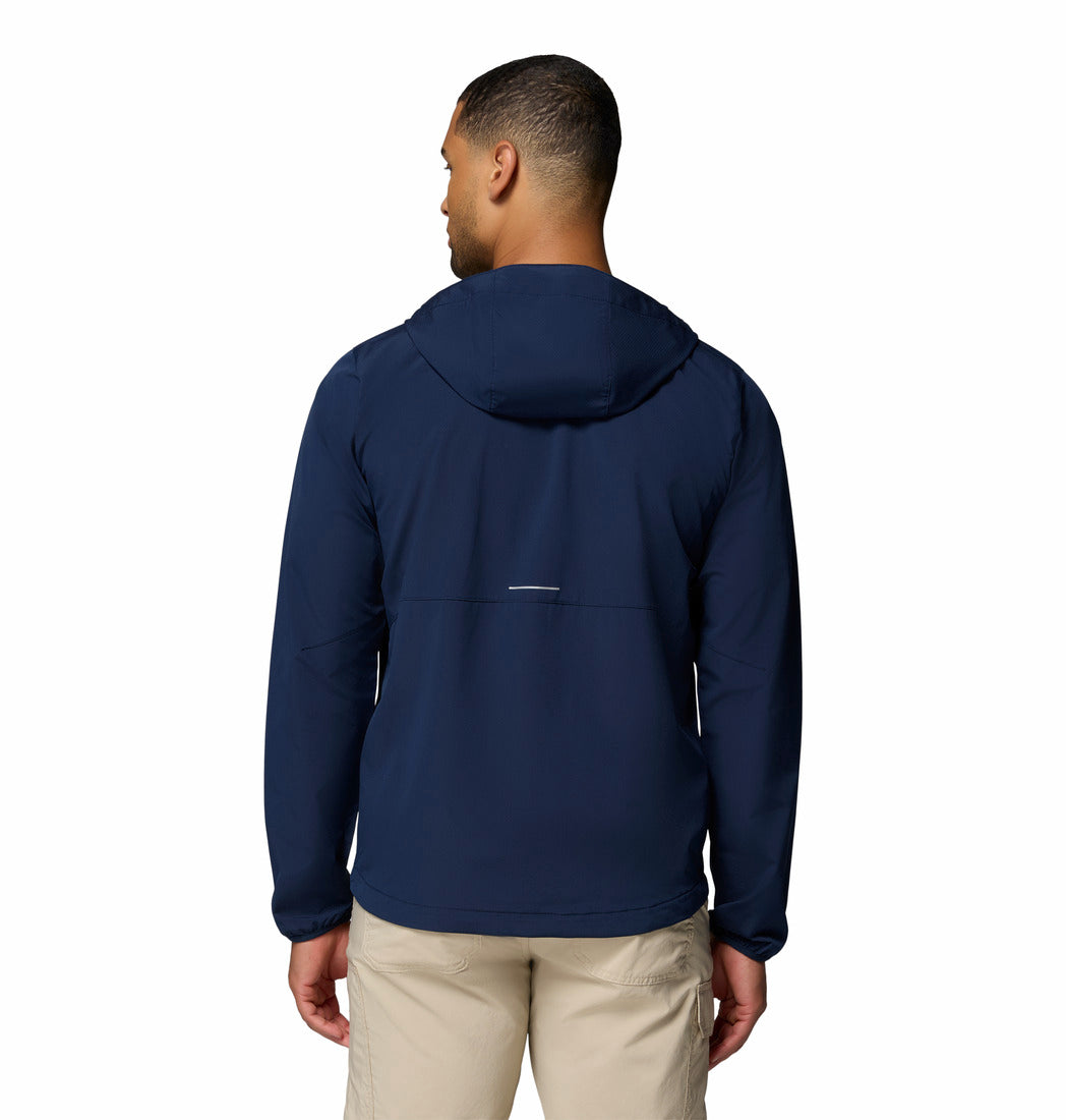 Columbia Mens Tall Heights III Hooded Softshell in Collegiate Navy, back view