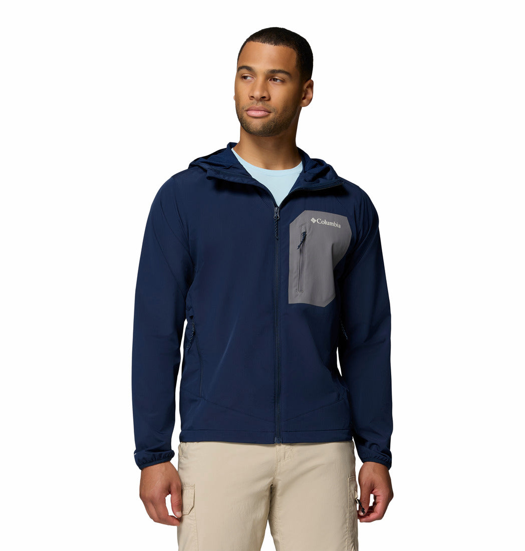 Columbia Mens Tall Heights III Hooded Softshell in Collegiate Navy, front model view
