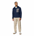 Columbia Mens Tall Heights III Hooded Softshell in Collegiate Navy, full - length model view