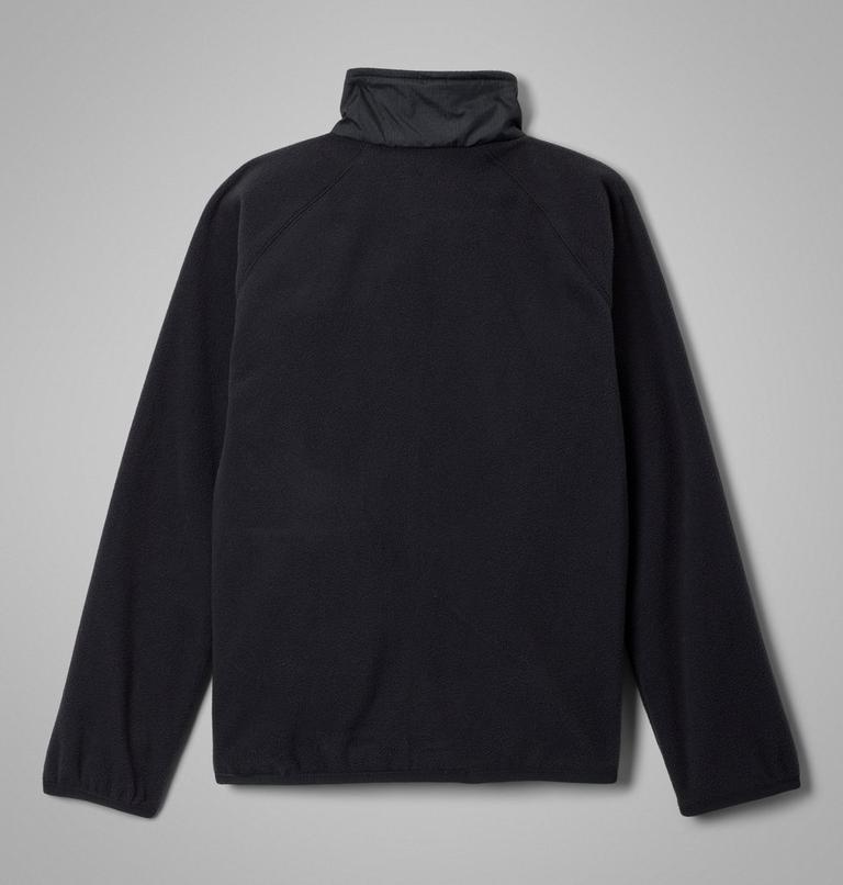 Boys black fleece jacket on a gray background-Back view