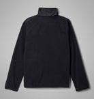 Boys black fleece jacket on a gray background-Back view