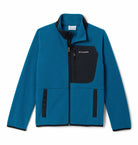 Columbia Boys Fast Trek Recycled Fleece Jacket - Phoenix Blue/Black, front view with black chest pocket