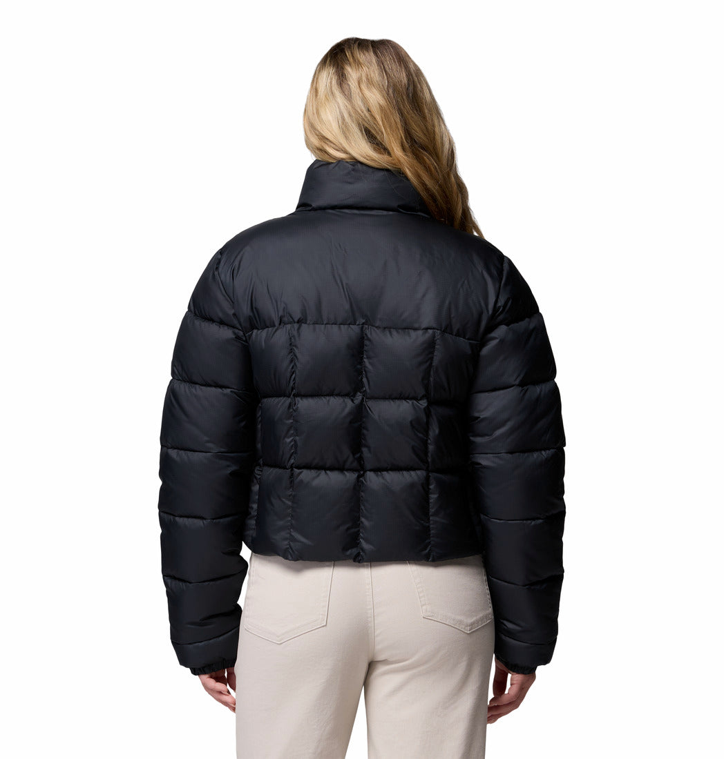 Columbia Womens Puffect III cropped jacket in black, back view