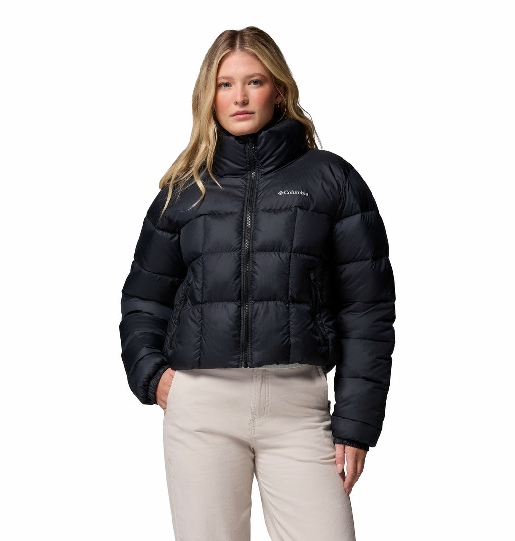 Columbia Womens Puffect III cropped jacket in black, front model view