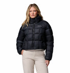 Columbia Womens Puffect III cropped jacket in black, front model view