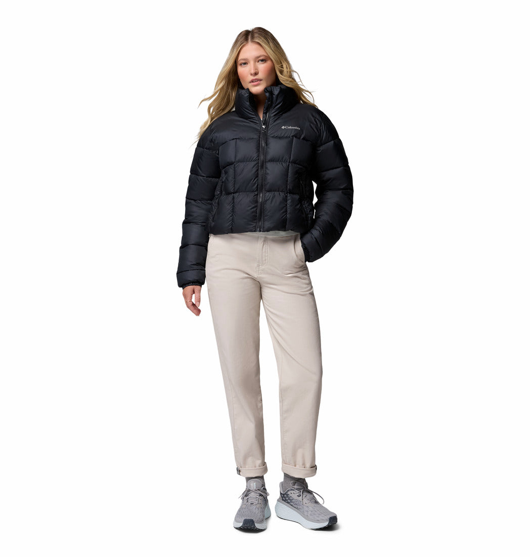 Columbia Womens Puffect III cropped jacket in black, full - length front model view