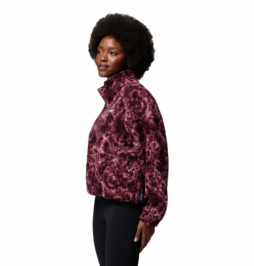 Columbia Timber Meadow half-zip printed fleece in Antique Mauve, side model view
