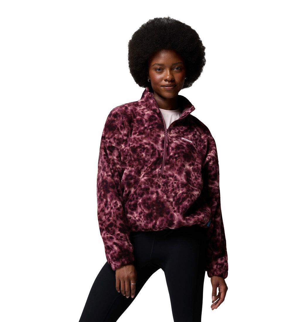 Columbia Timber Meadow half-zip printed fleece in Antique Mauve, front model view