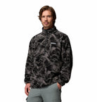 Columbia Timber Crest MTR fleece printed half-zip in Black Icypeaks, angled model view