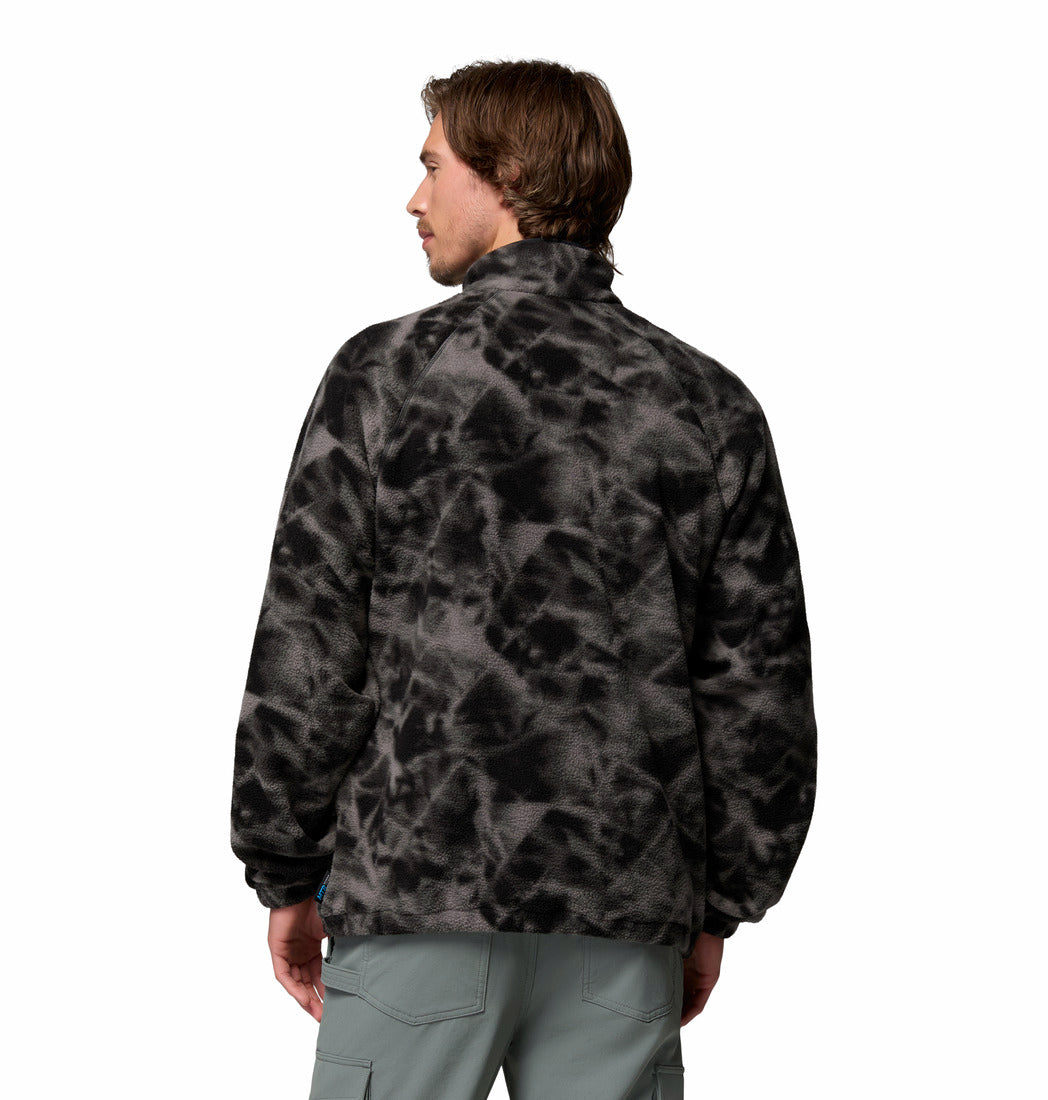 Columbia Timber Crest MTR fleece printed half-zip in Black Icypeaks, back view