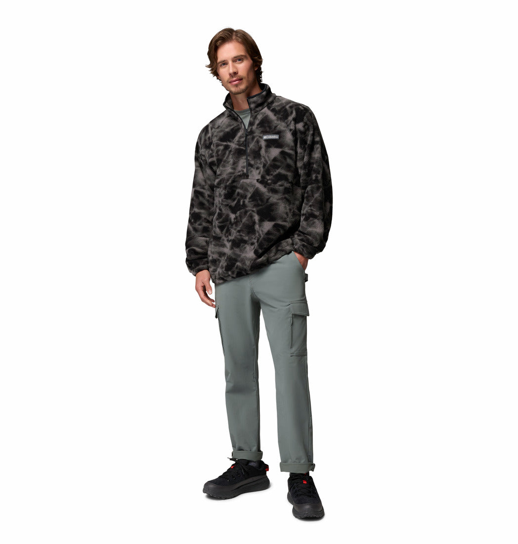 Columbia Timber Crest MTR fleece printed half-zip in Black Icypeaks, full - length model view
