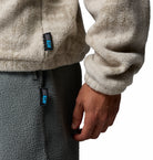 Columbia Timber Crest MTR fleece printed half zip in Dark Stone Geo, fabric and hem tag detail