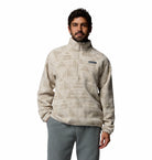 Columbia Timber Crest MTR fleece printed half zip in Dark Stone Geo, front model view