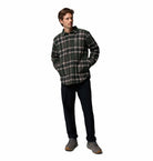 Columbia Mens Hunter Arch shirt jacket in Greenscape Trac plaid, full - length model view