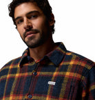 Columbia Mens Hunter Arch shirt jacket in Collegiate Navy plaid, chest logo detail