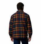Columbia Mens Hunter Arch shirt jacket in Collegiate Navy plaid, back view
