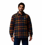 Columbia Mens Hunter Arch shirt jacket in Collegiate Navy plaid, front model view