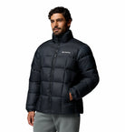 Columbia Mens Puffect Iv Jacket in black, angled model view