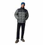 Columbia Mens Puffect IV Jacket in Sedona Sage worn by model with hands in pockets, full - length front view