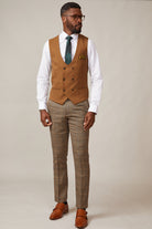 MARC DARCY Kelvin Double Breasted Tan Waistcoat TAN detail view