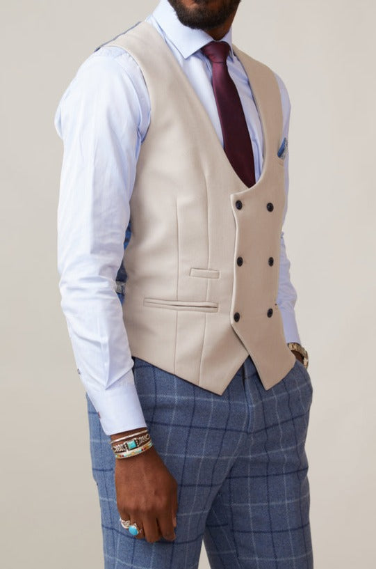 Kelvin Double Breasted stone Waistcoat