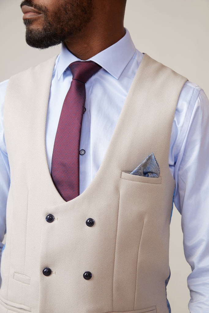MARC DARCY Kelvin Double Breasted stone Waistcoat Stone view 19