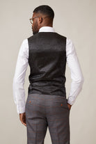 MARC DARCY Kelvin Single Breasted Black Waistcoat Black model front view
