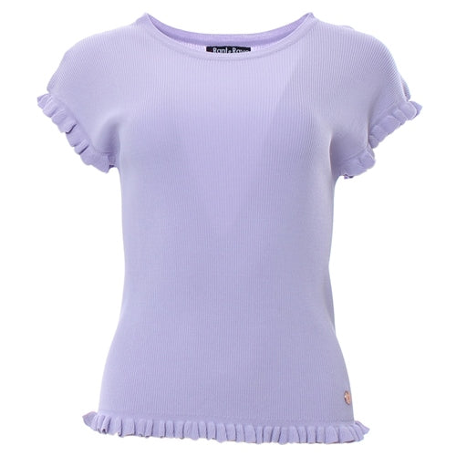 Lilac knitted short sleeve top ghost front view
