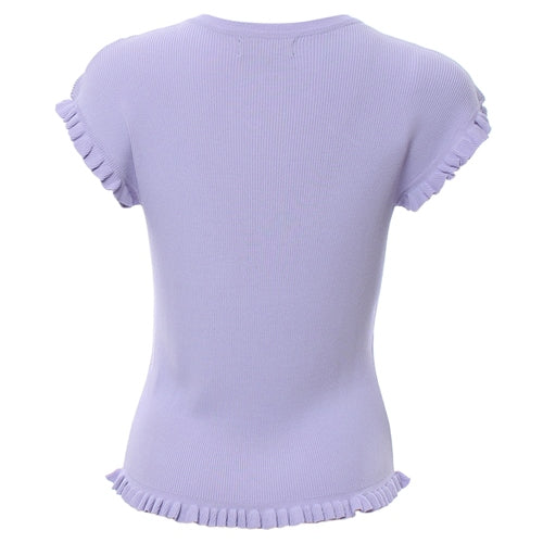 Lilac knitted short sleeve top ghost rear view