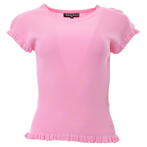 Pink short sleeve knitted top ghost front view