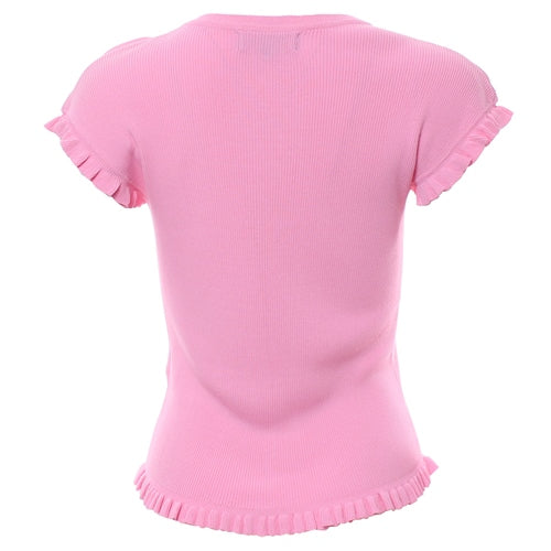 Pink short sleeve knitted top ghost rear view