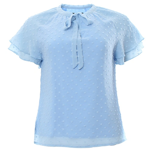 Baby blue short sleeve top ghost front view