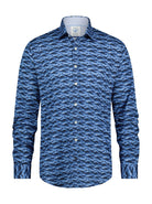 A Fish Named Fred Classic Blue Shirt With Rocky Mountain Pattern Classic Blue model front view