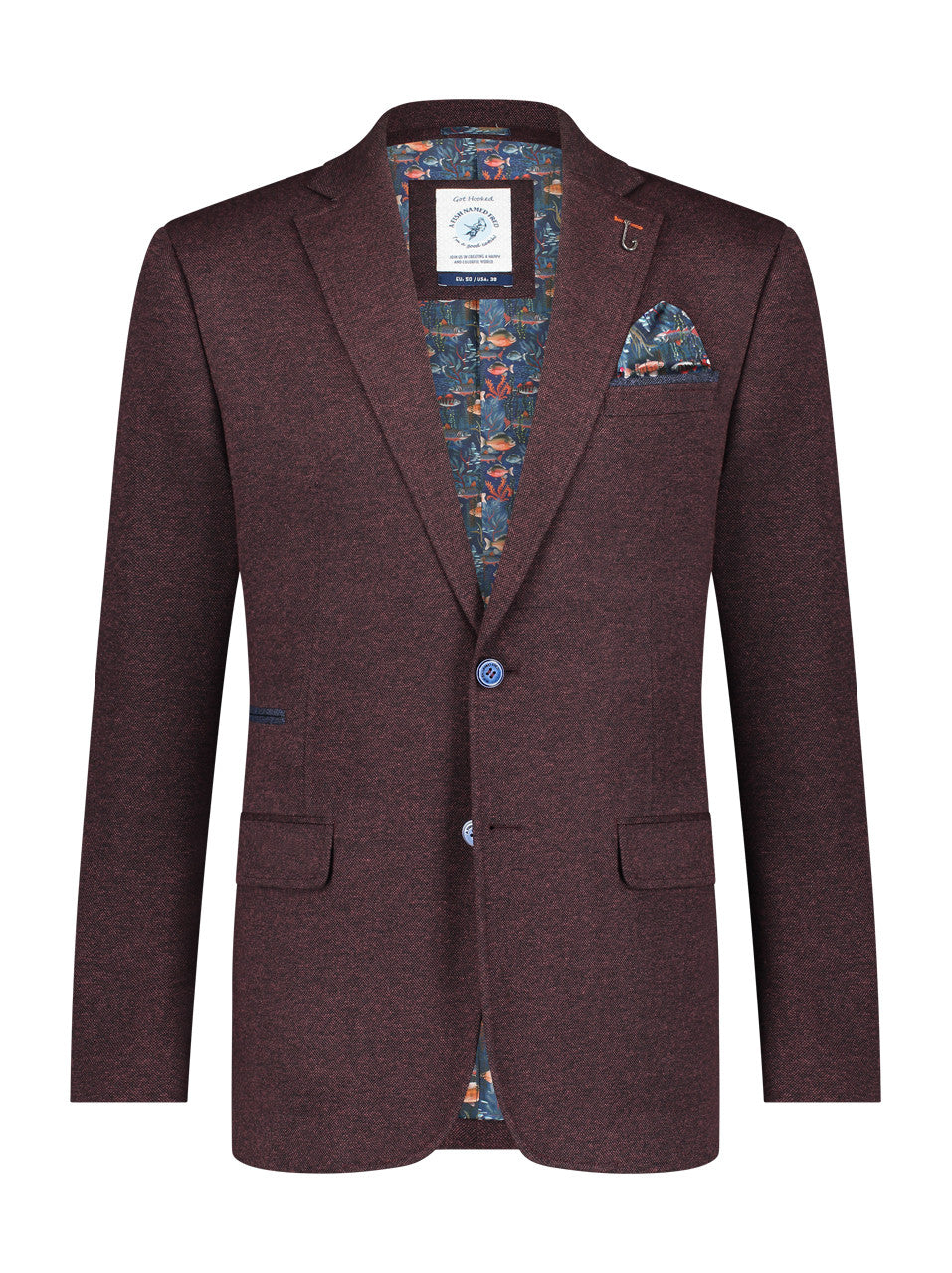 Men's Burgundy Pique Blazer-Front View