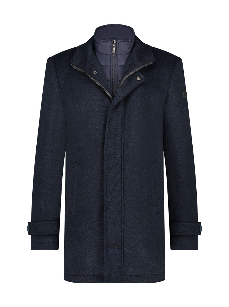 Funnel Neck Navy Coat