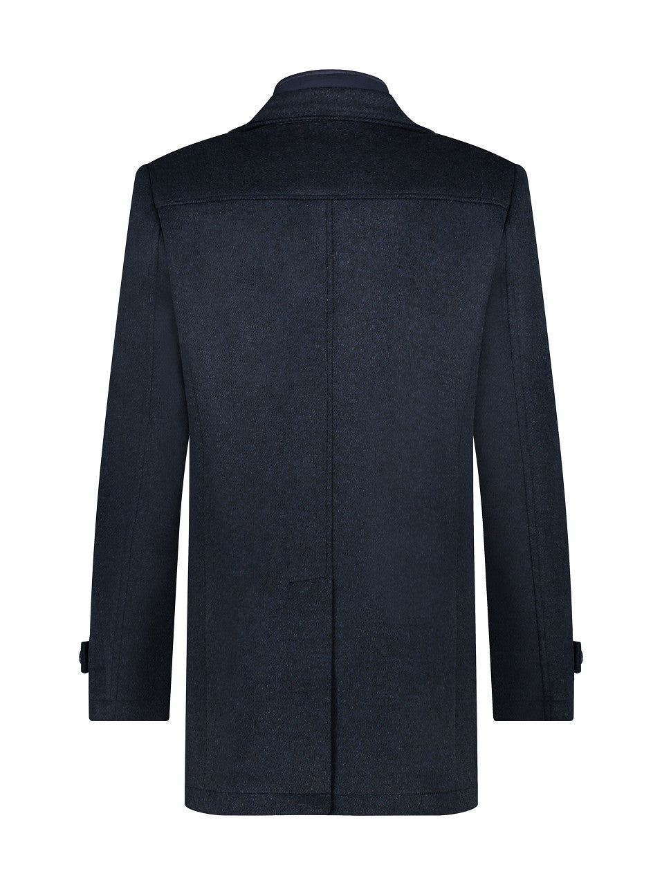 Funnel Neck Navy Coat-Back view