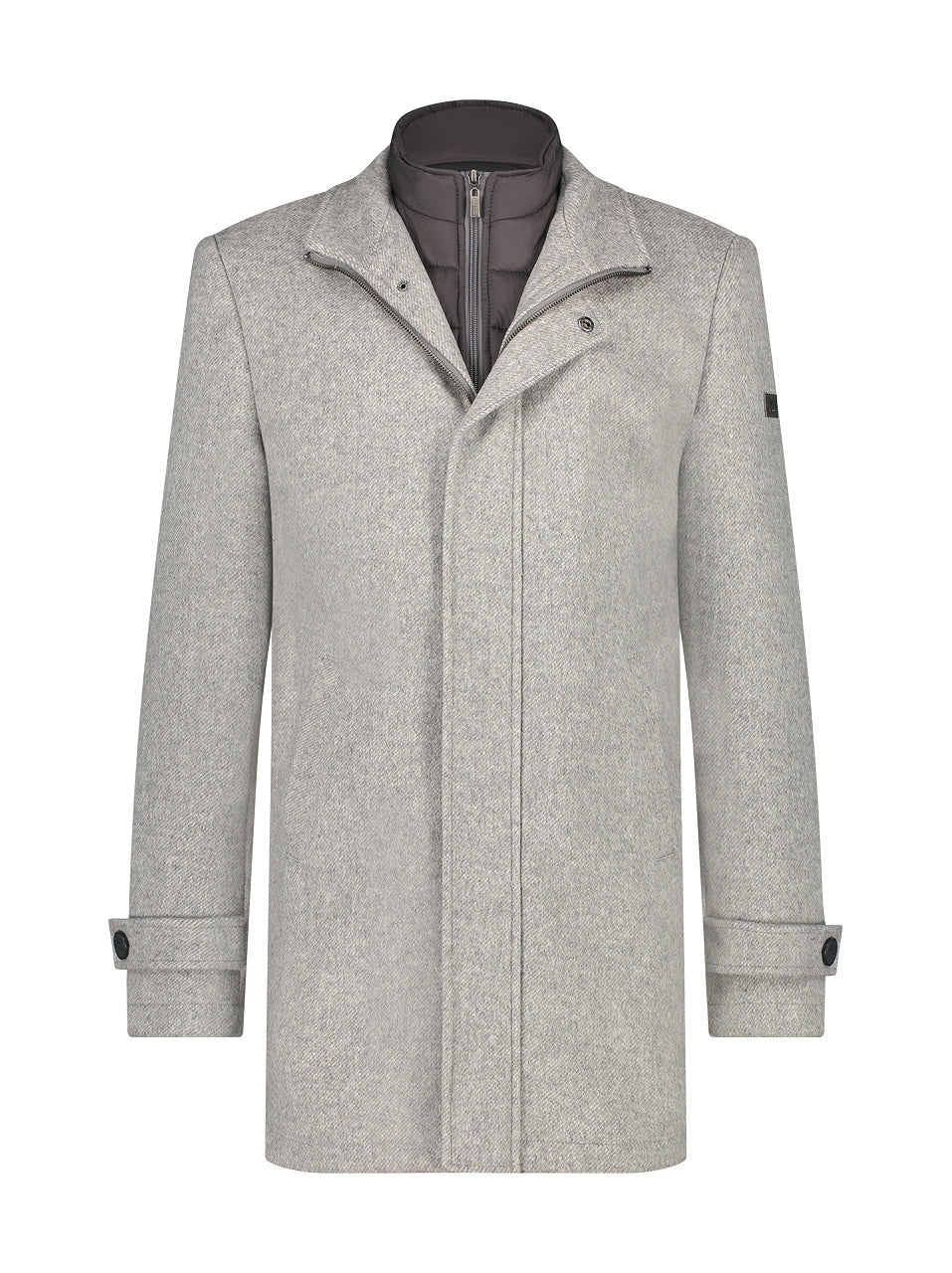 Funnel Neck Coat - Light Grey