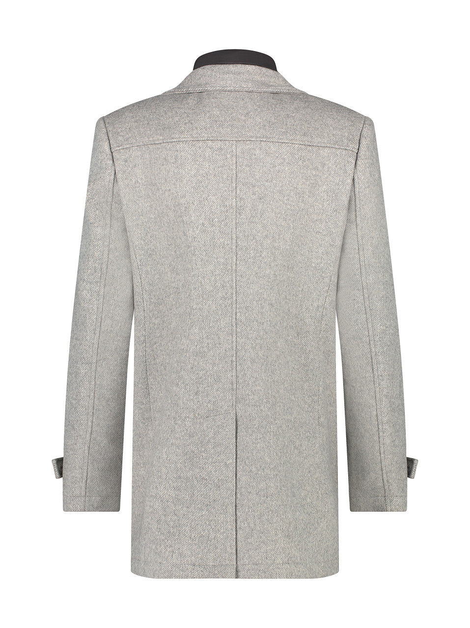 Funnel Neck Coat - Light Grey-Back iew