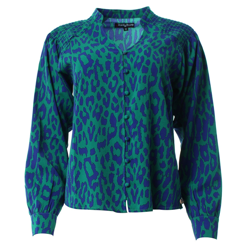 Ladies Clemence Top - Green-Ghost Front View