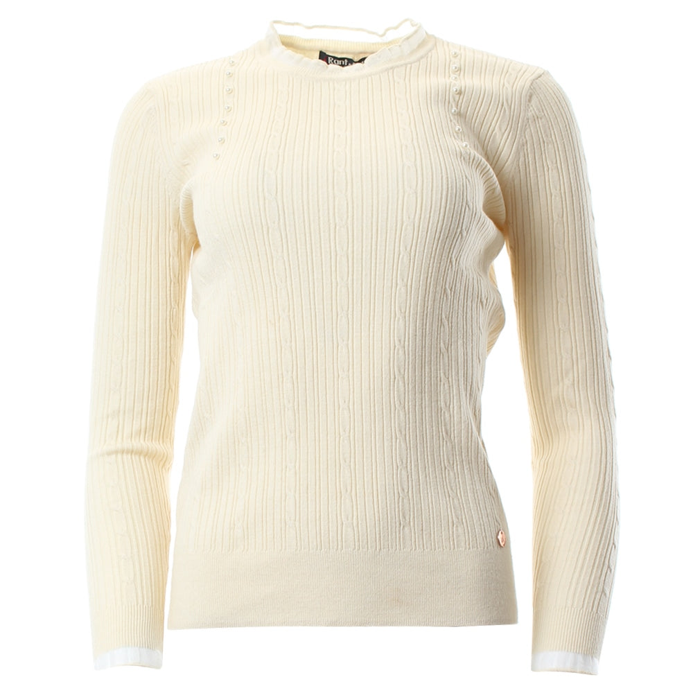 Ladies Holly Jumper - Cream-Ghost Front View