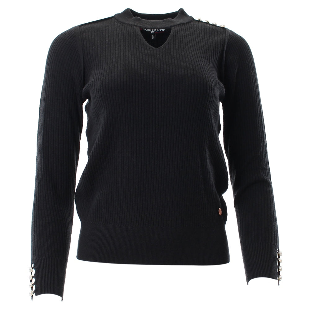 Ladies Petra Jumper - Black-Ghost Front View