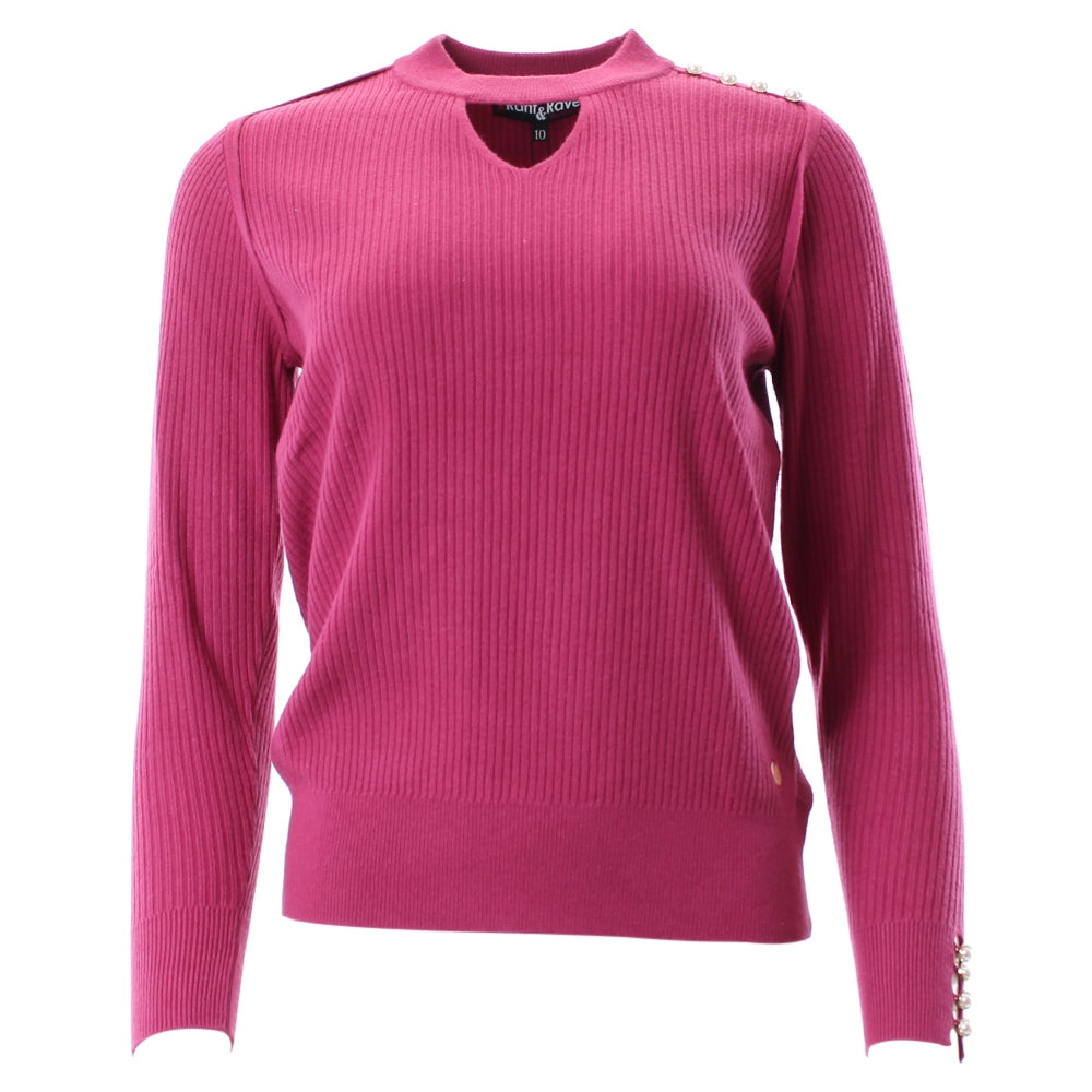 Ladies Petra Jumper - Cerise Pink-Ghost Front View