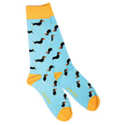 Swole Panda Sausage Dog Bamboo Socks BLUE/BLACK front view