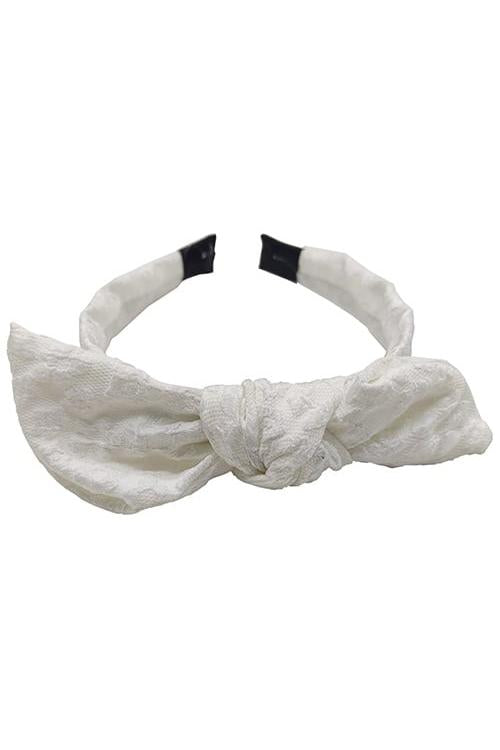 PULSE Flower Lace Bow Hairband White detail view