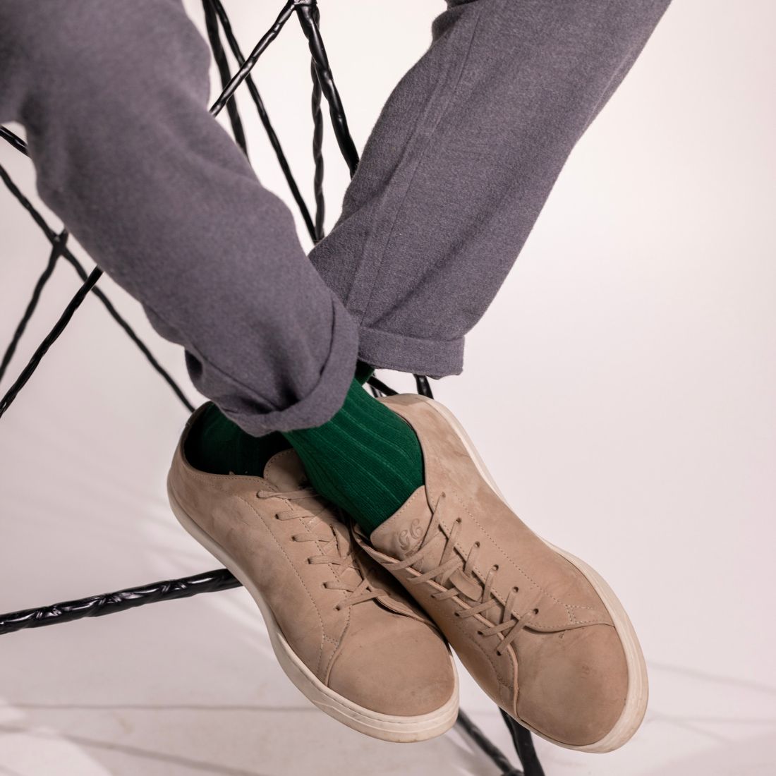 Swole Panda Racing Green Bamboo Socks Green model front view
